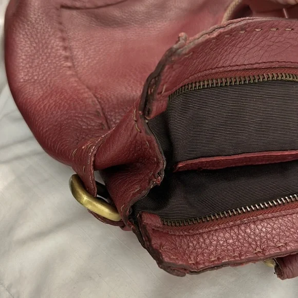 Carla Mancini Grace Wine Woven & Leather Large Shoulder Bag - Picture 8 of 9